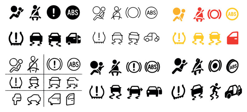Car dashboard warning symbols collection