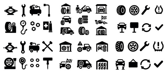Car maintenance and repair icons set