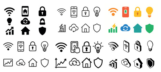 Smart home and security icon set