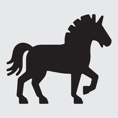 Black horse silhouette, stylized equine icon, simple vector art