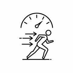 Running Speed Icon – Athlete Sprint Performance Outline Vector Illustration