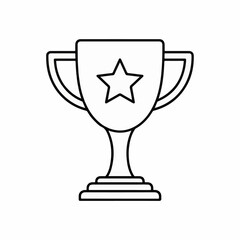 Simple Trophy Icon with Star &ndash; Award, Achievement, Winner Symbol Vector Illustration