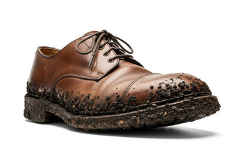 Business Challenge Concept Muddy Shoes in a Difficult Economic Climate.