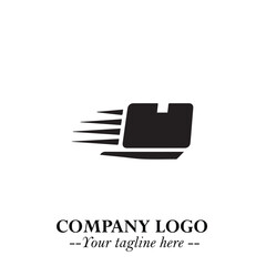 Box Moving Fast Symbol in Black on the White Background with Dynamic Delivery Design