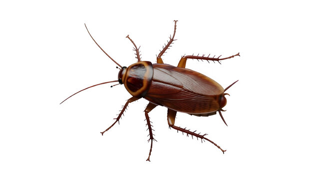 Close-up of a Brown Cockroach Isolated on White Background