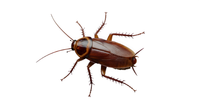 Close-up of a Brown Cockroach Isolated on White Background