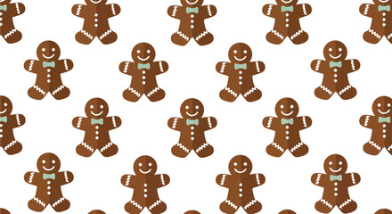 Seamless gingerbread man pattern christmas cookie background festive holiday food illustration