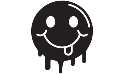 Melting Smiley Face Vector – Dripping Emoji Clipart and Grunge Design 