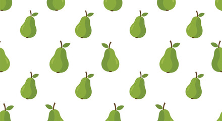 Fresh green pear fruit seamless pattern vector background illustration organic food healthy lifestyle print.