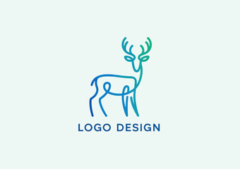 A sleek logo design featuring a minimalist deer outline, combining elegance and simplicity, ideal for branding related to nature, wildlife, or outdoor ventures.