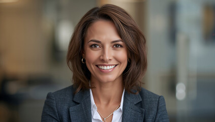 Obraz premium Professional woman portrait business blazer smiling corporate headshot