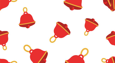 Red christmas bells seamless pattern festive holiday decoration background winter celebration vector