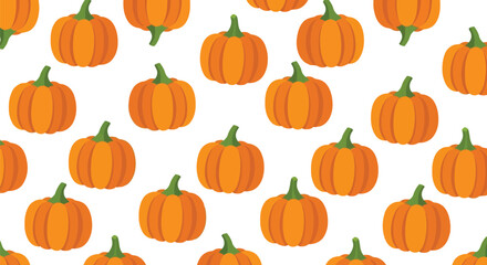 Seamless pattern orange pumpkins autumn harvest fall season halloween thanksgiving vector illustration
