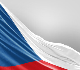 Czech Republic flag waving on grey background. Czech national flag for independence day.