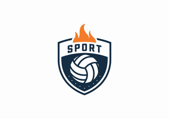 A modern sports logo featuring a dynamic design with a stylized volleyball and fiery elements, suitable for teams or events in the athletic and volleyball domains.