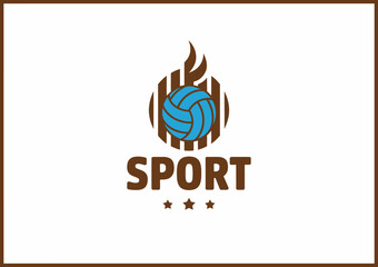 A dynamic logo design featuring a volleyball and flame elements inside a circular emblem, representing energy, competition, and the spirit of sportsmanship in a visually captivating way.