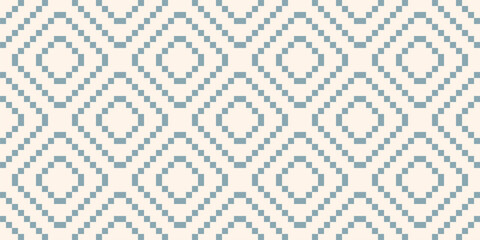 Vector geometric traditional ethnic ornament. Elegant Christmas seamless pattern. Winter ornament with folk motif. Simple background texture with squares, embroidery style. Repeated design for decor