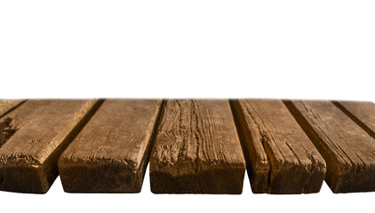 Old Wooden Table Planks Isolated on Transparent Background