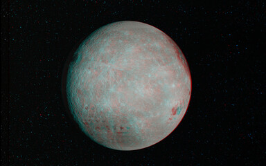 3D anaglyph image of the dark side of the Moon. Includes NASA data. View with red/cyan glasses.