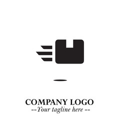 Box Moving Fast Symbol in Black on the White Background with Dynamic Delivery Design