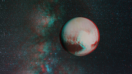 3D anaglyph image of Pluto. Includes NASA data. View with red/cyan glasses.