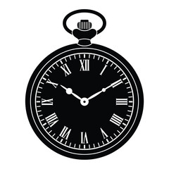 Classic black silhouette pocket watch with roman numerals