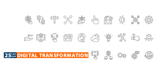 Fototapeta premium digital transformation outline icon sheet