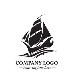 Ship Moving Fast Logo Symbol in Black on the White Background with Modern Maritime Design