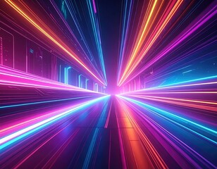 Fototapeta premium Neon speed tunnel