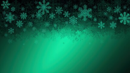 Green Snowflake Backdrop. A vibrant, deep emerald green background fading to black at the top, featuring a cascade of stylized, darker green snowflakes across the upper edge.