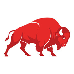 Vector illustration of a red bull animal silhouette and icon for farm or wildlife symbol