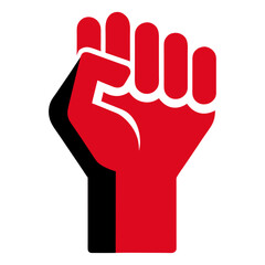 Obraz premium Raised fist red vector graphic symbolizing strength, protest, power
