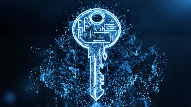 A fingerprint transforming into a digital key.