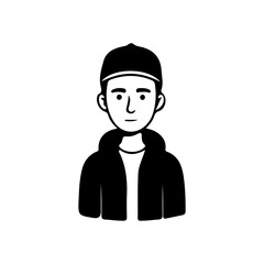 Minimalist line art portrait collection of diverse men and women avatars in black and white style