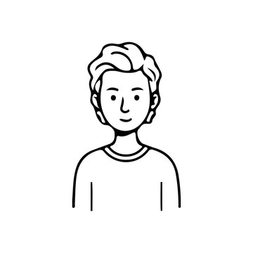 Minimalist line art portrait collection of diverse men and women avatars in black and white style