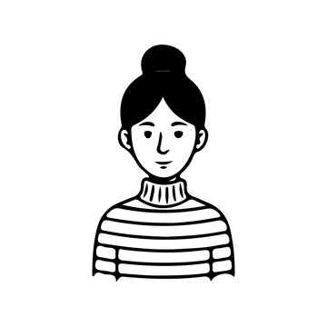 Minimalist line art portrait collection of diverse men and women avatars in black and white style