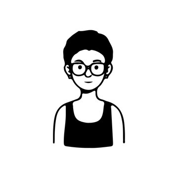 Minimalist line art portrait collection of diverse men and women avatars in black and white style