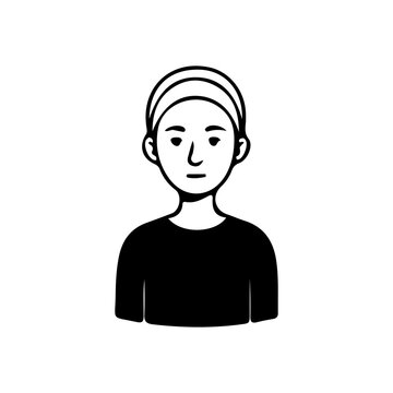 Minimalist line art portrait collection of diverse men and women avatars in black and white style