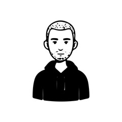 Minimalist line art portrait collection of diverse men and women avatars in black and white style