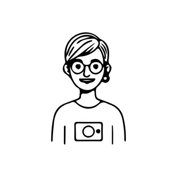 Minimalist line art portrait collection of diverse men and women avatars in black and white style