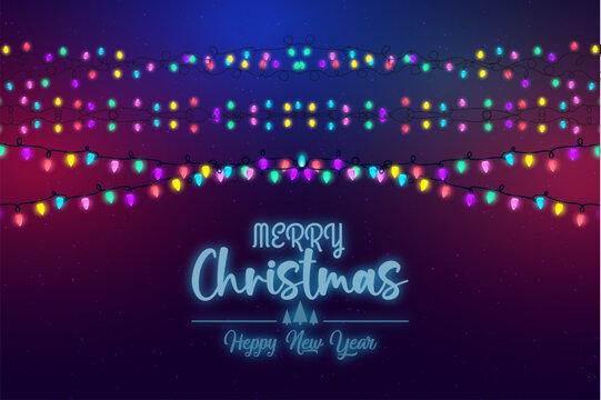 Christmas or disco night Holyday flat lights neon light sign for new year party celebration design