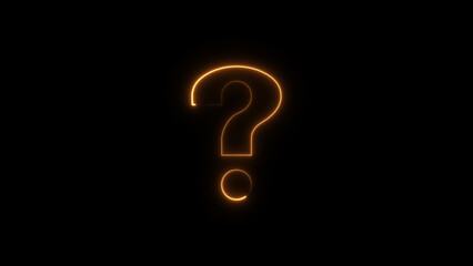 Warm Orange Neon Question Mark Shape Illuminated on Black symbol glowing