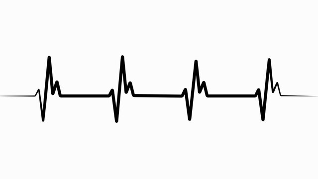 Black electrocardiogram line on a white background showing a healthy heart rhythm heart rate heartbeat