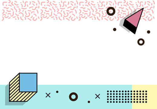 Memphis 90s Background Template &ndash; Retro Geometric Design with Playful Doodle Patterns