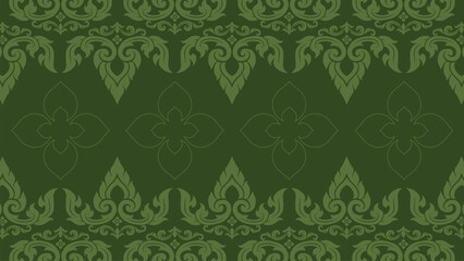 Elegant Thai Vintage Background Pattern in Dark Green