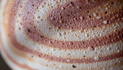 Closeup of Delicate Swirled Coffee Foam with Subtle Textures in Warm Earthy Tones