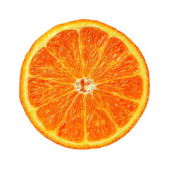 Realistic Juicy Orange Slice Centered on Transparent Background