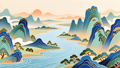 Chinese Style Poetic Clouds Mist