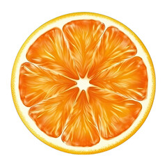 Realistic Juicy Orange Slice Centered on Transparent Background