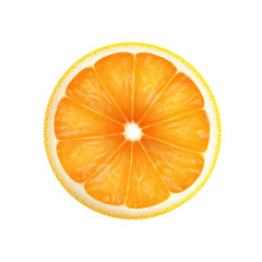Realistic Juicy Orange Slice Centered on Transparent Background